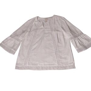 Chico's White Boho  3/4 Sleeve Peasant Top Sz 1 (M)